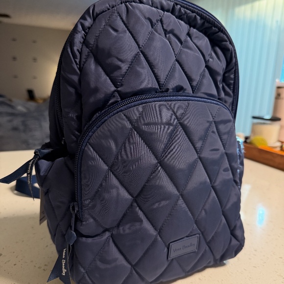 Vera Bradley Handbags - Vera Bradley Compact Backpack Scroll Navy
